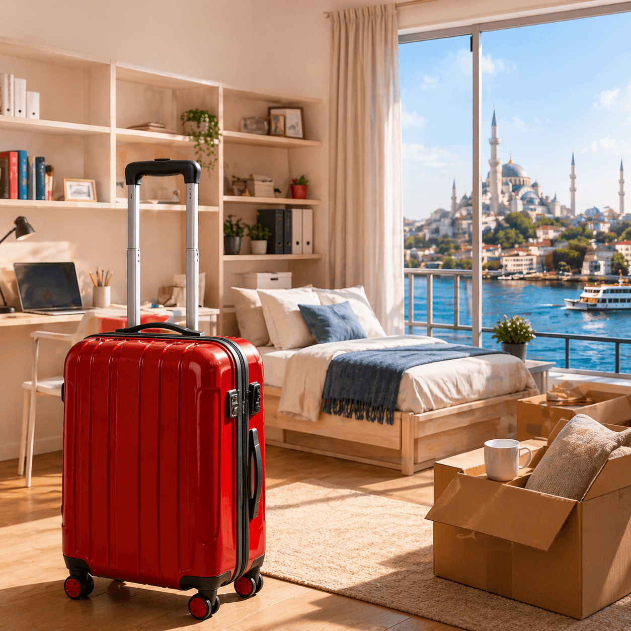 Türkiye'deki bir öğrenci odasında valiz